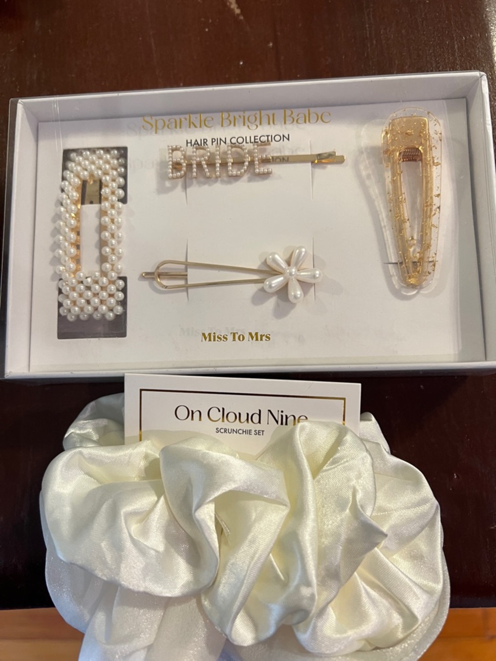 Bridal Hair Pin & Ivory Scrunchie Set